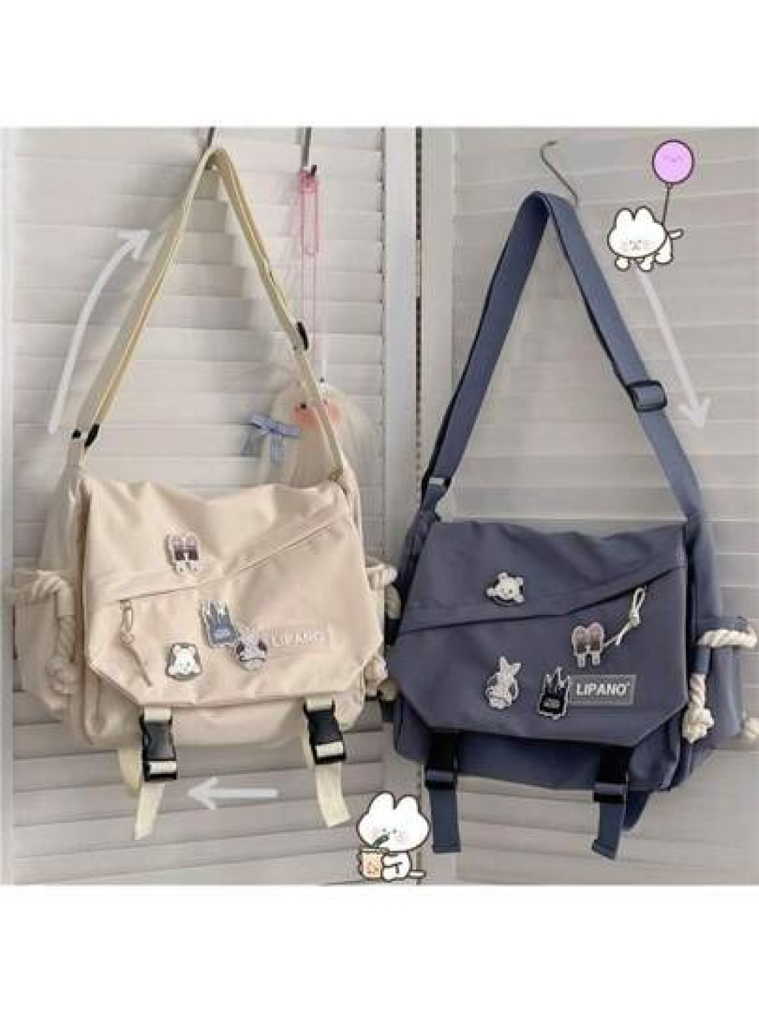 1pc Japanese Harajuku Style Solid Fashionable Casual Large Capacity Women Crossbody Bag High Shool Girls Messenger Bag For Class Teens Girls Boys Street Campus Crossbody Bag For University High Shool