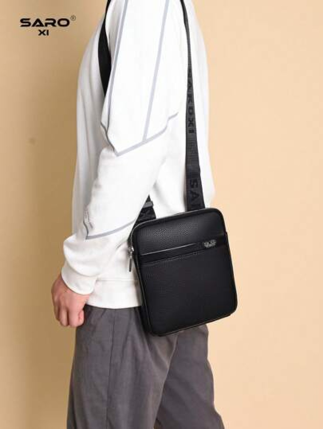 1pc Men s Oblique Shoulder Bag Side Pockets Messenger Bag Casual Square Bag Multifunctional For Commuting PU Leather Minimalist Style Black Bag Gift For Boyfriend