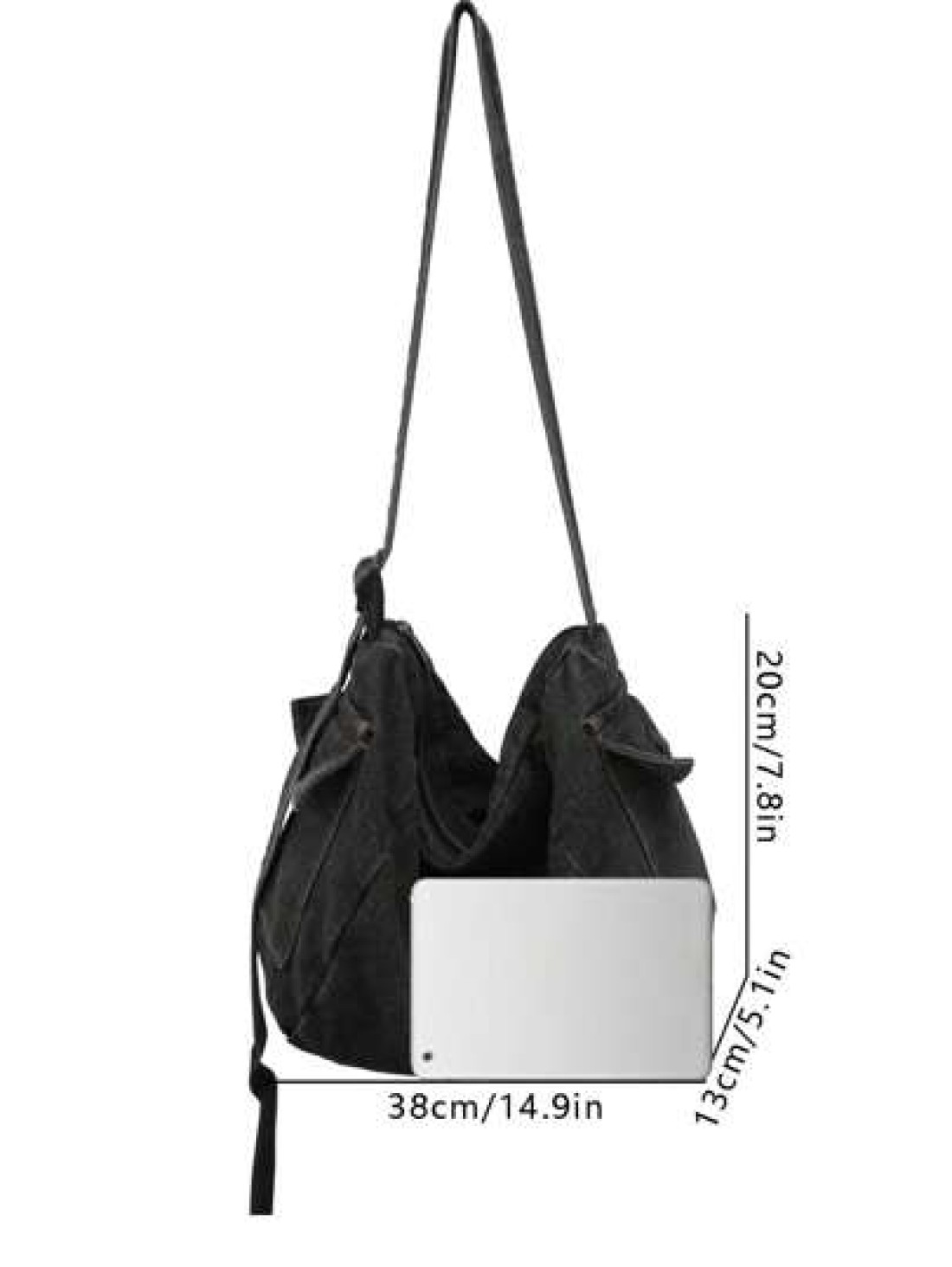 1PC Messenger Bag Messenger Bag Black Solid Color Multi Pocket Large Capacity Canvas Car Stitching Shape Square Bag Messenger Bag Student Travel Messenger Bag Man Bag Fall Winter Holiday Thanksgiving