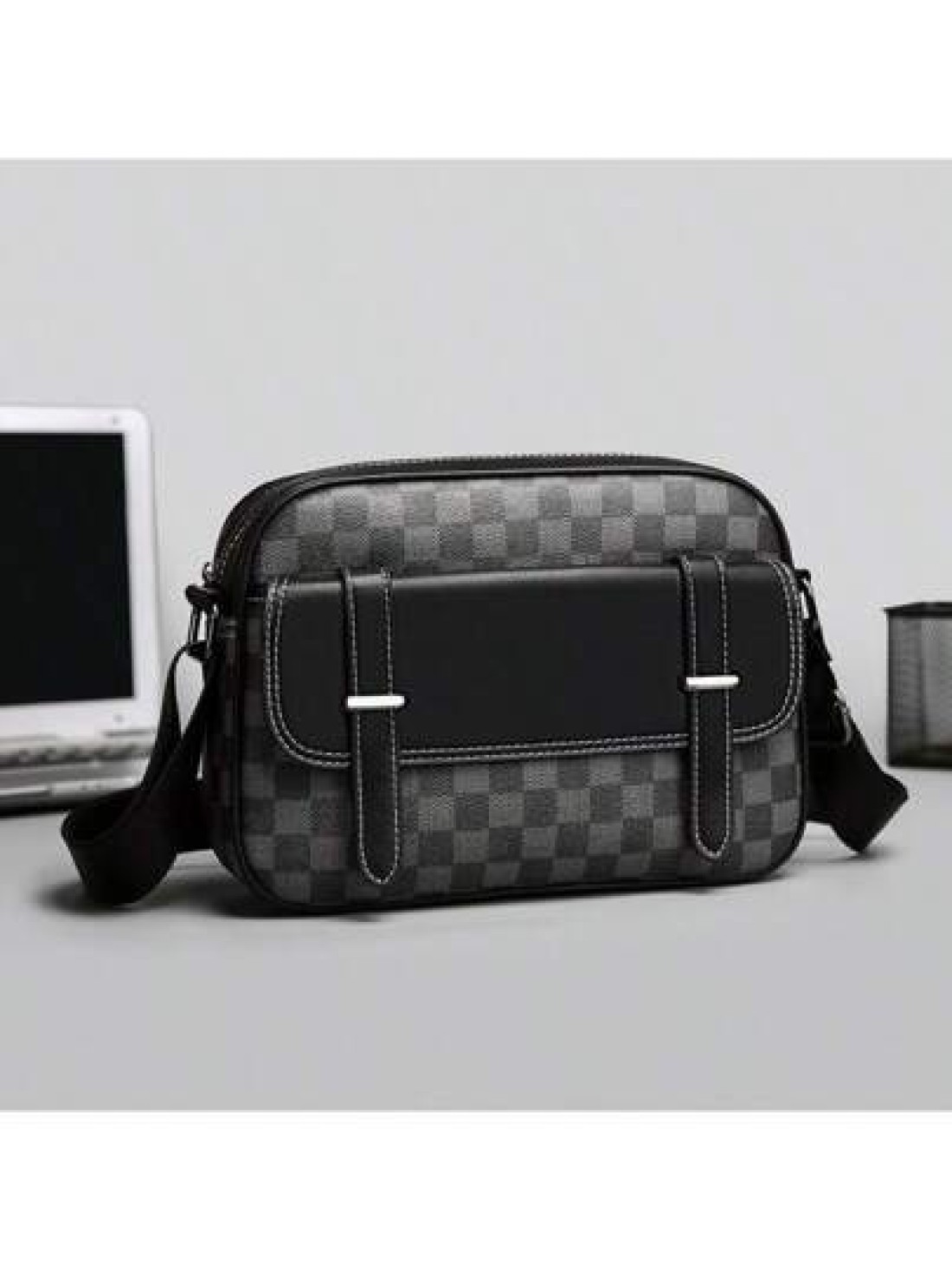 1pc Men s Printed Shoulder Sling Bag Casual PU Backpack Luxury Bags