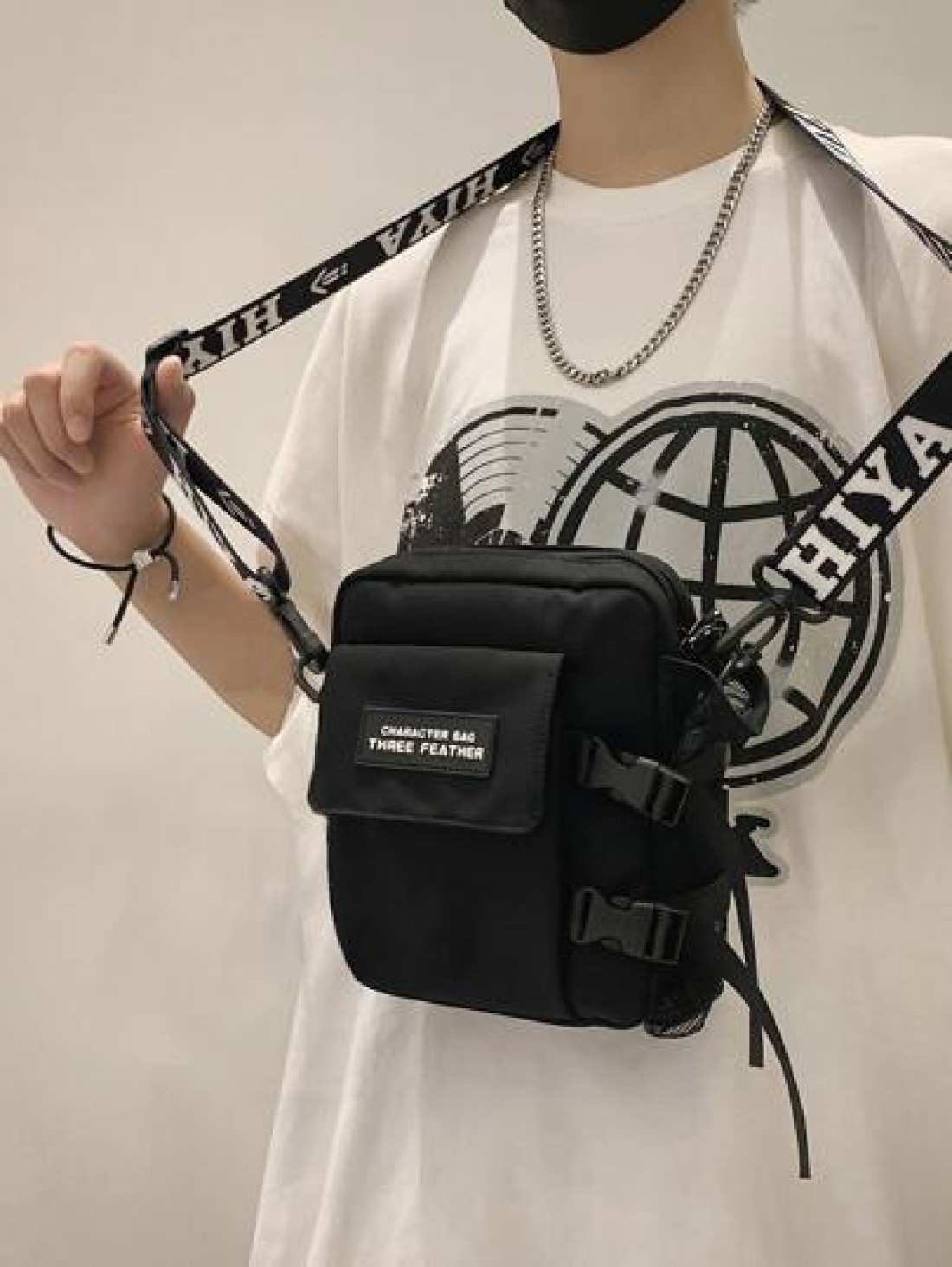 Multi Functional Square Shape Shoulder Bag For Students Mini Bag With Letter Graphics And Bag Charm Suitable College Sports Commuting Nylon Holiday Essentials Portable Side Bag Outdoor Present Valenti