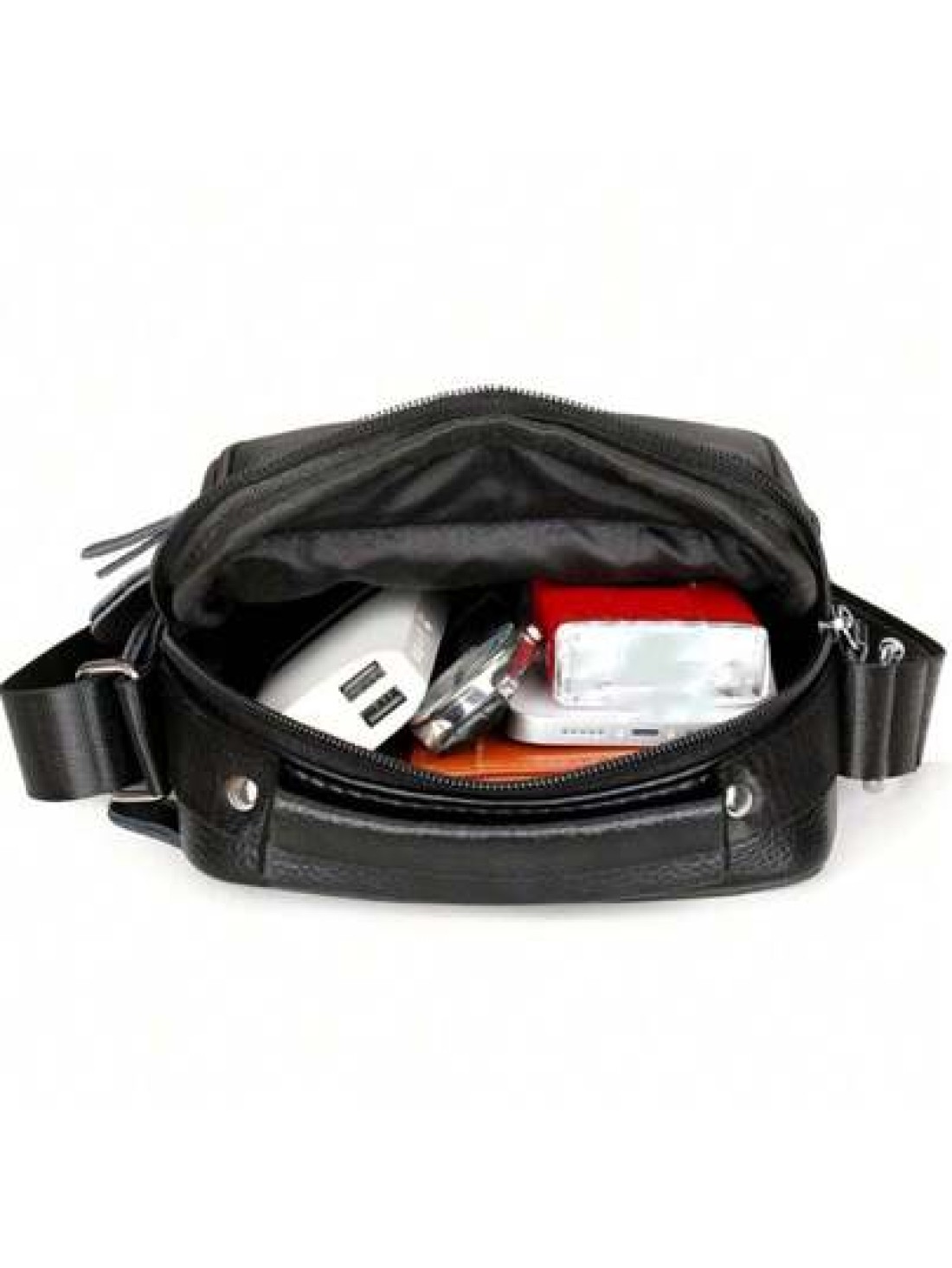 Men s Casual Genuine Leather Multifunctional Adjustable Shoulder Bag Black