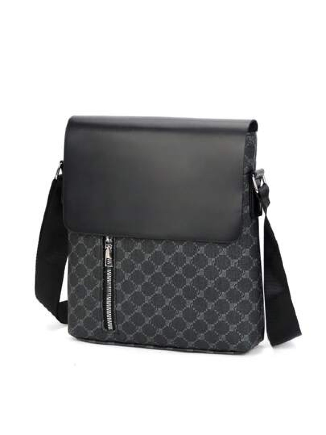 Men s Pu Leather Messenger Shoulder Bags Single Strap Flap Crossbody Bag College Valentine s Day Gift Vintage Old Money Bag For Valentines Day Gift Bag Classic Retro Printed Vintage Print Black Bag Hi