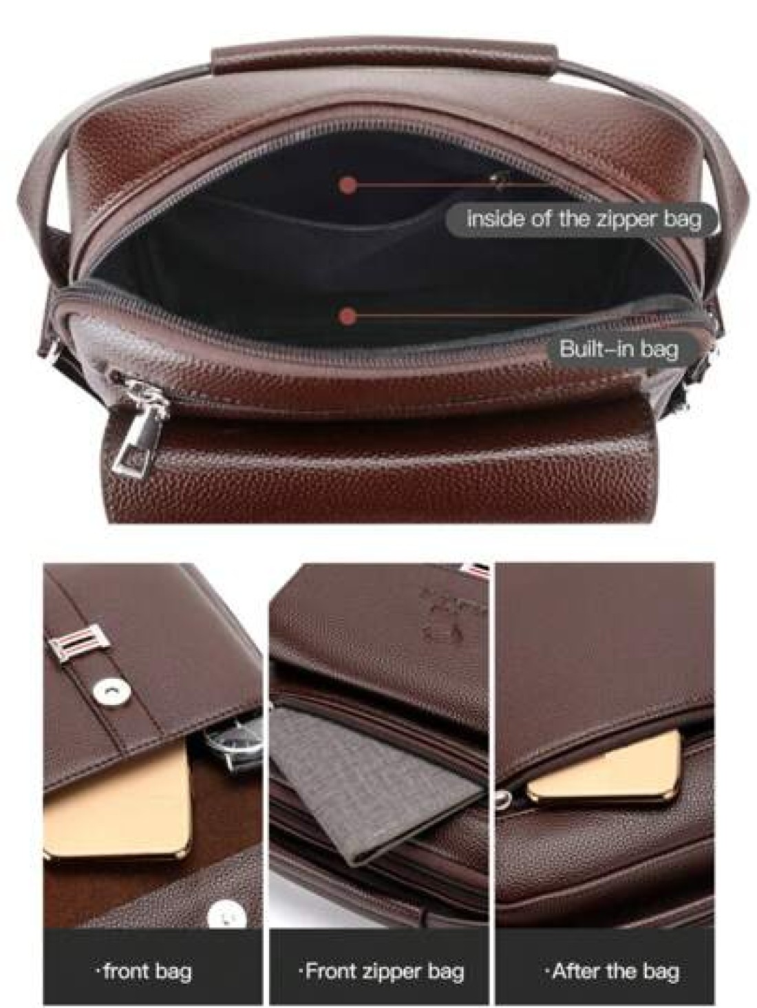 1pc Men s Shoulder Crossbody Waist Hand Chest Bag PU Water Proof Wear Resistant Material With Large Capacity Pockets Adjustable Strap Convenient And Portable New Fashionable Business Bag Ideal Gift Si