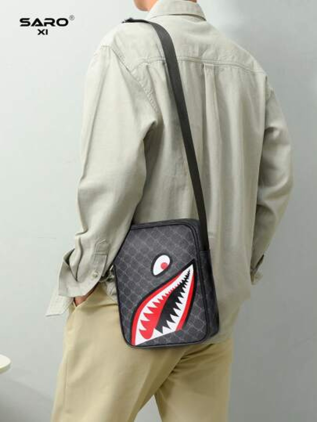 Men s Slanted Shoulder Bag With Side Pocket Crossbody Bag Shoulder Bag Square Bag Multi Function Suitable For Commuting PVC Casual Bag Simple Style Black Floral Gift For Men Boyfriend Luxury Bags