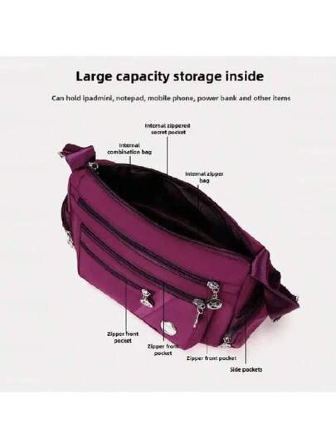Multifunctional Multi Compartment Crossbody Bag New Lightweight Leisure Shoulder Bag Cell Phone Change Documents Bag