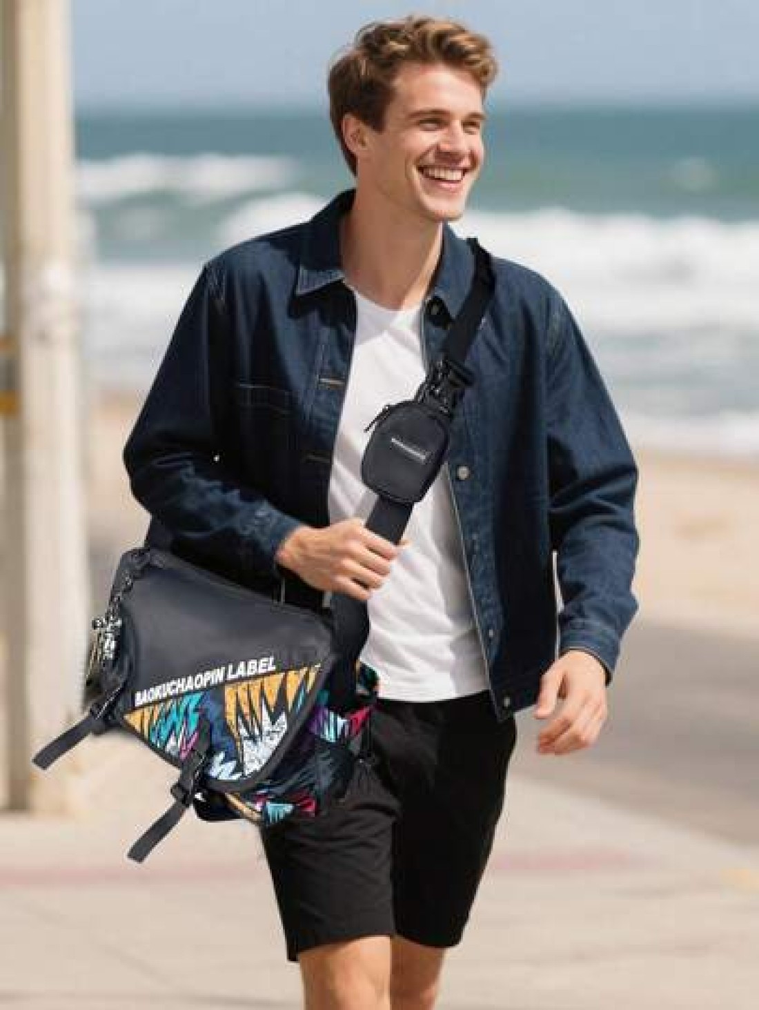 Waterproof Nylon Crossbody Bag With Adjustable Strap For Men Women Unisex Multifunctional Black Shoulder Bag With Large Capacity For Work Travel Camping Beach Holiday Vacation Travel Essentials For Hi