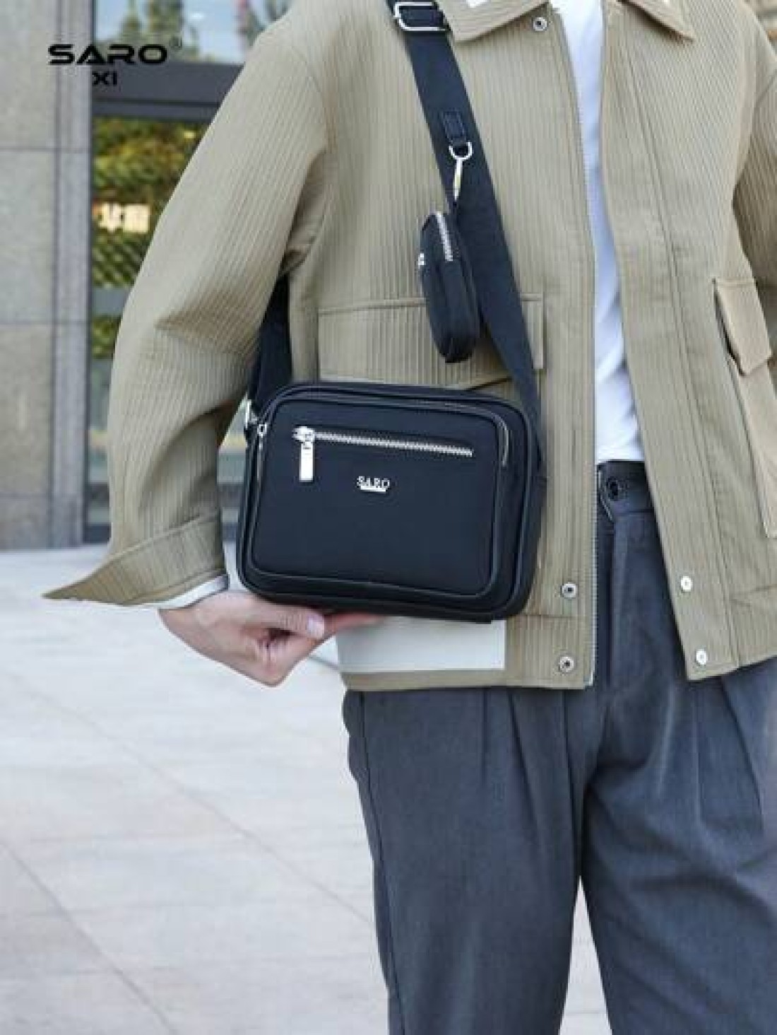 saroxi 1pc Men s Shoulder Bag Side Pocket Messenger Bag Crossbody Bag Square Bag Multi Function Scratch Resistant And Durable PU Leather Casual Style Black And Brown Gift For Men Boyfriend Teacher