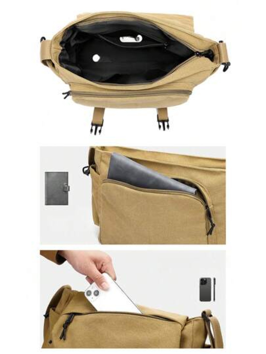 SLIN LXZQ Canvas Flap Messenger Bag Casual Black Shoulder Bag For Commute Men s Shoulder Bag Crossbody Bag Side Bag Student Supplies Men s Autumn Bag Cylinder Bag Vintage Style Christmas Gift Travel H