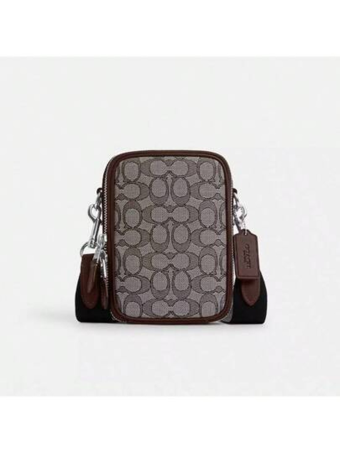 Coach Stanton Crossbody Bags For Men Small Leather Phone Wallet Purses Card Slots With Adjustable Guitar Strap Shoulder Bag In Signature Jacquard
