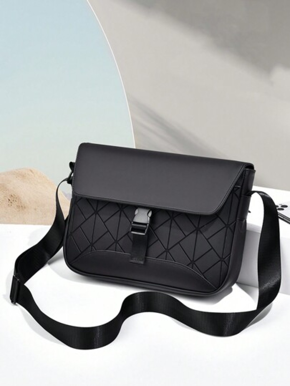 Men s Shoulder Bag Lattice Shoulder Bag Coin Purse Casual Commuter Bag Multi Compartment Mobile Phone Coin Purse Commuter Bag Messenger Bag Large Capacity Suitable For Travel PU Material Crossbody Bag