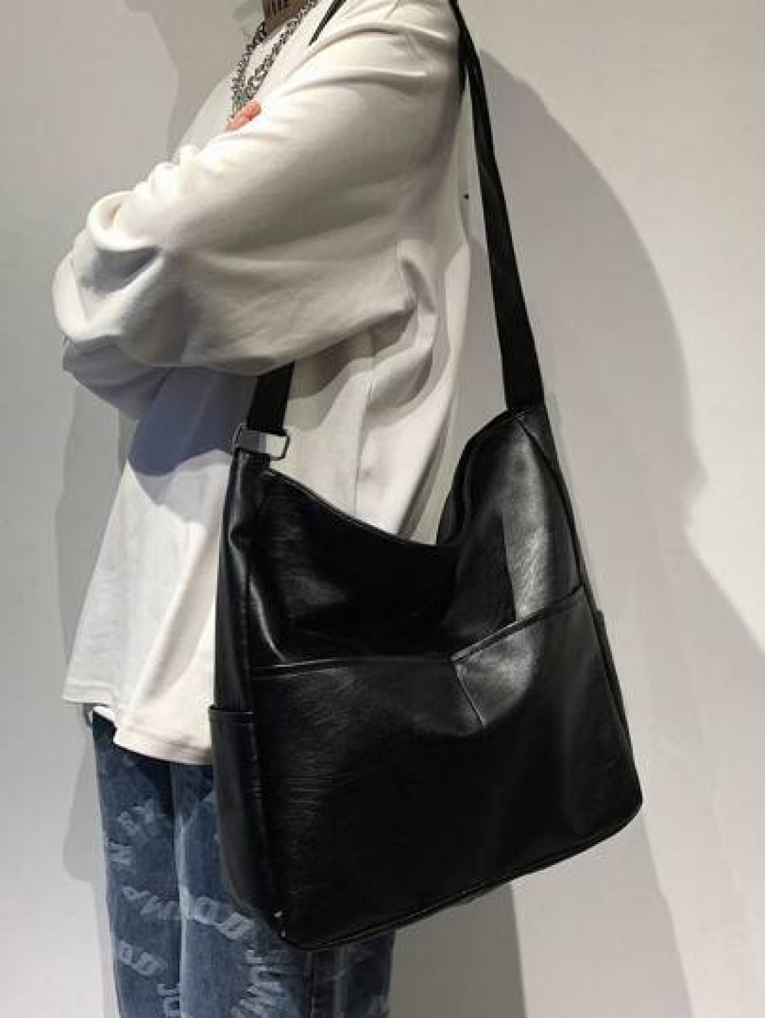PU Dual Pocket Solid Color Simple Messenger Bag For Men Casual Daily Use Christmas Gifts Winter Christmas Men Bag Sling Bag Cross Body Bag Gifts Thanksgiving Fall Travel Purse Holiday Tote Bag Sports