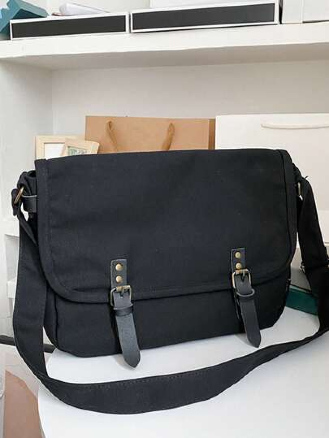 Vintage Military Canvas Laptop Bag Medium Messenger Bag