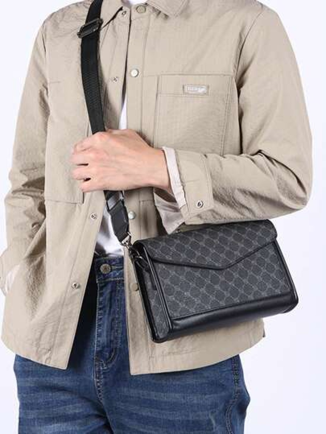 Men s Classic Square Box Crossbody Bag Business Shoulder Bag Sling Bag Small Messenger Bag Fit Underclassmen Father s Day Gift Valentine s Day Gift Travelling Commuting
