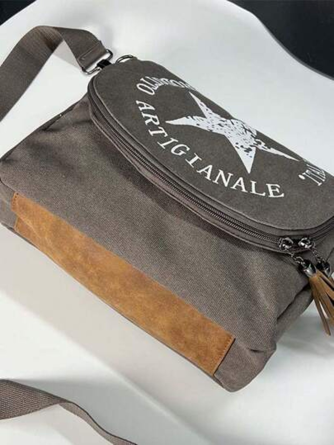 Pentagram Crossbody Bag Tassel Zipper Design Retro Classic Men Shoulder Bag Suitable For Hiking Commuting Travel School Sling Bag