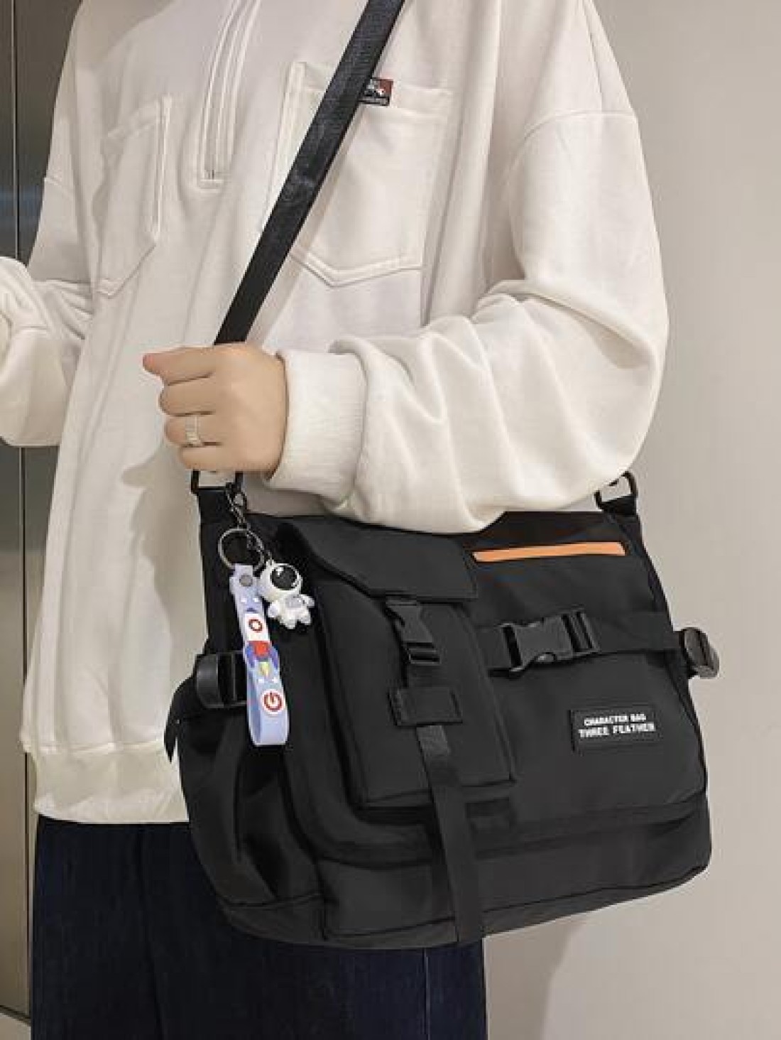 High School Students University Freshman Multifunctional Sling Bag Shoulder Bag Casual Bag Men Letter Graphic Buckle Decor Crossbody Bag Handbag Schoolbag For Travel College Outdoors Hiking Hiking Lar