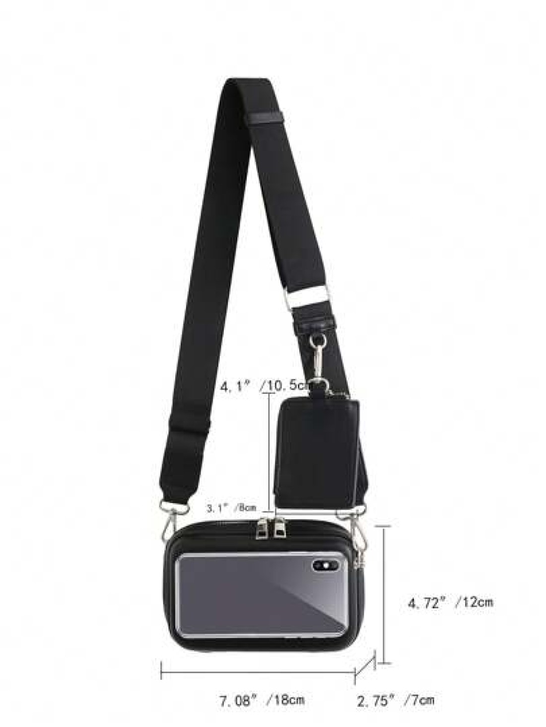 Minimalist Small White Square Wallet With Removable Wide Strap Crossbody Bag Graduation School Supplies