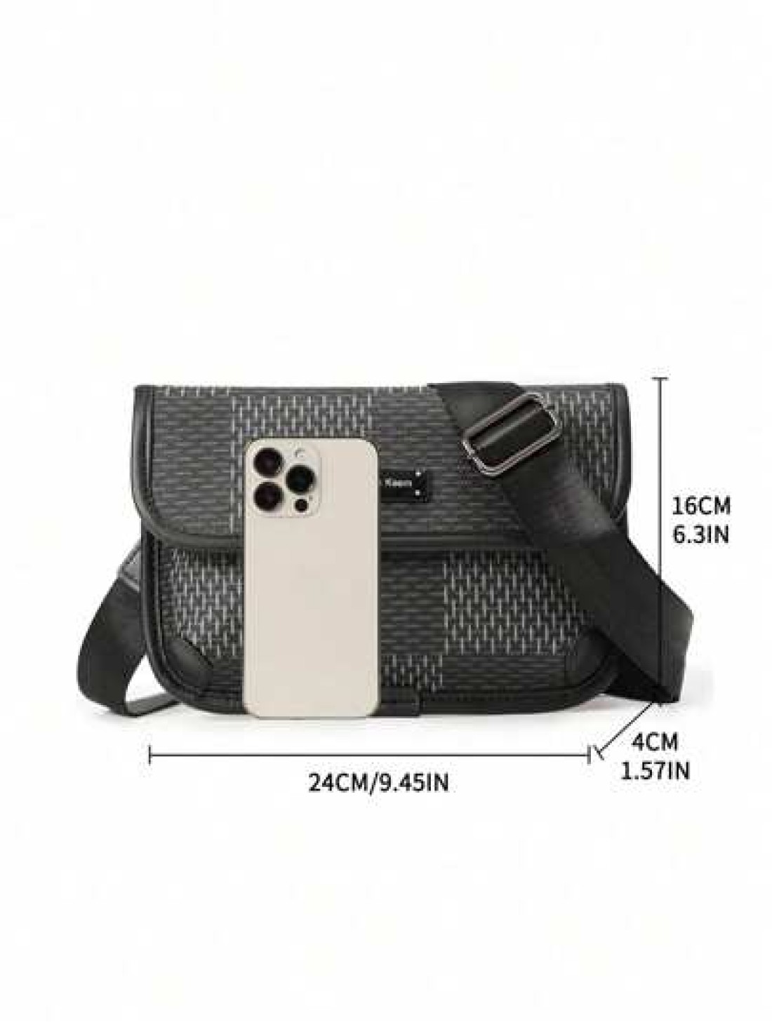 New Men s Flip Cover Mailman Bag Large Capacity Fashionable Checkered Embossed Small Chest Bag Versatile Outdoor Men s Crossbody Bag PU Waterproof Small Square Bag Men s Shoulder Bag Wear Resistant Co