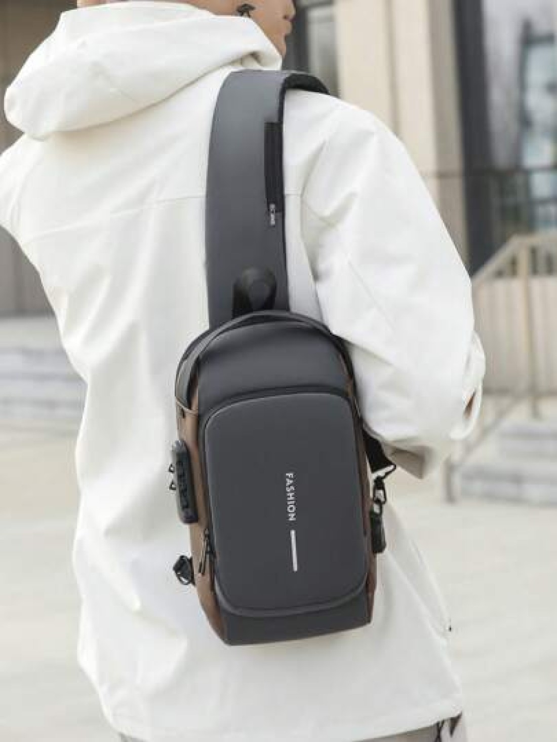 New Motorcycle Bag With Password Lock Anti Theft Crossbody Bag Men Sports Outdoor USB Interface Chest Bag Sling Bag