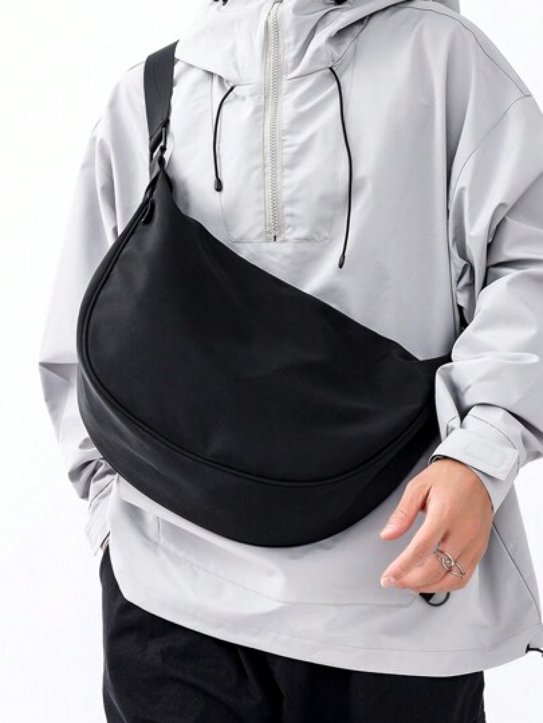 1pc Polyester Fiber Solid Black Shoulder Bag Crossbody Bag Simple Style For Dating Travel School Etc Sling Bag Side Bag For Holiday Travel Essentials Summer Gifts For Boyfriend College Bag Multi Funct