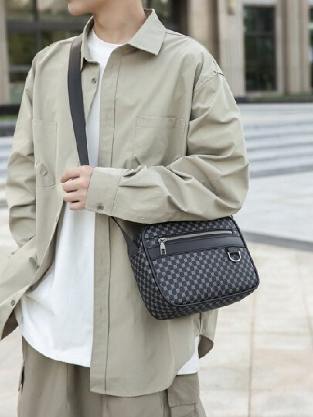 1pc 9 9in 7 1in 2 4in Fashionable Shoulder Bag Messenger Bag Shoulder Bag Crossbody Bag Square Bag Multi Pocket PU Material Scratch Wear Resistant Suitable For Outing Hiking Hiking Student Fall Holida