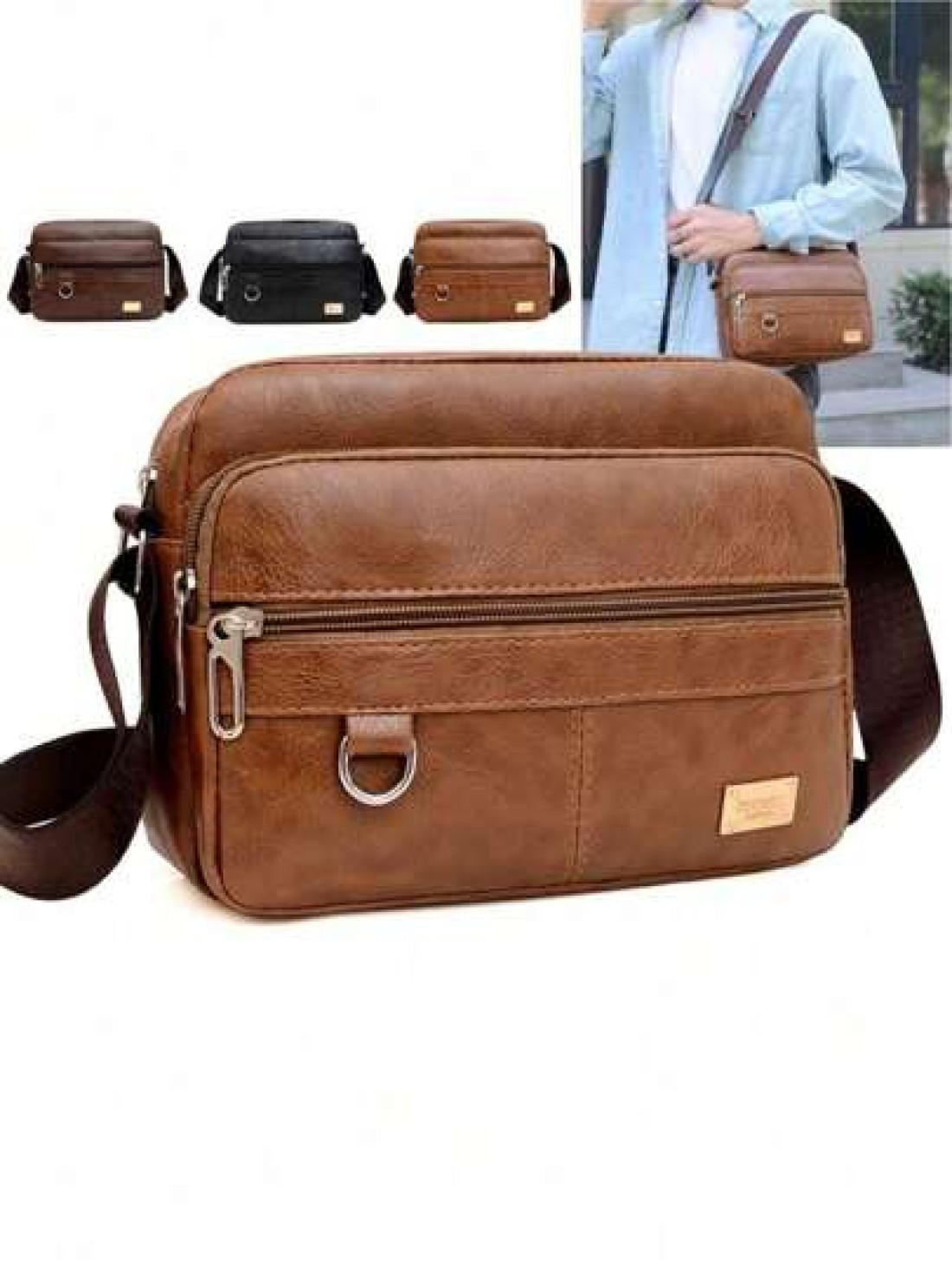 Men s Horizontal Strap With Ring Crossbody Leisure Shoulder Bag Suited For Male Travelers Students And Daily Commuters