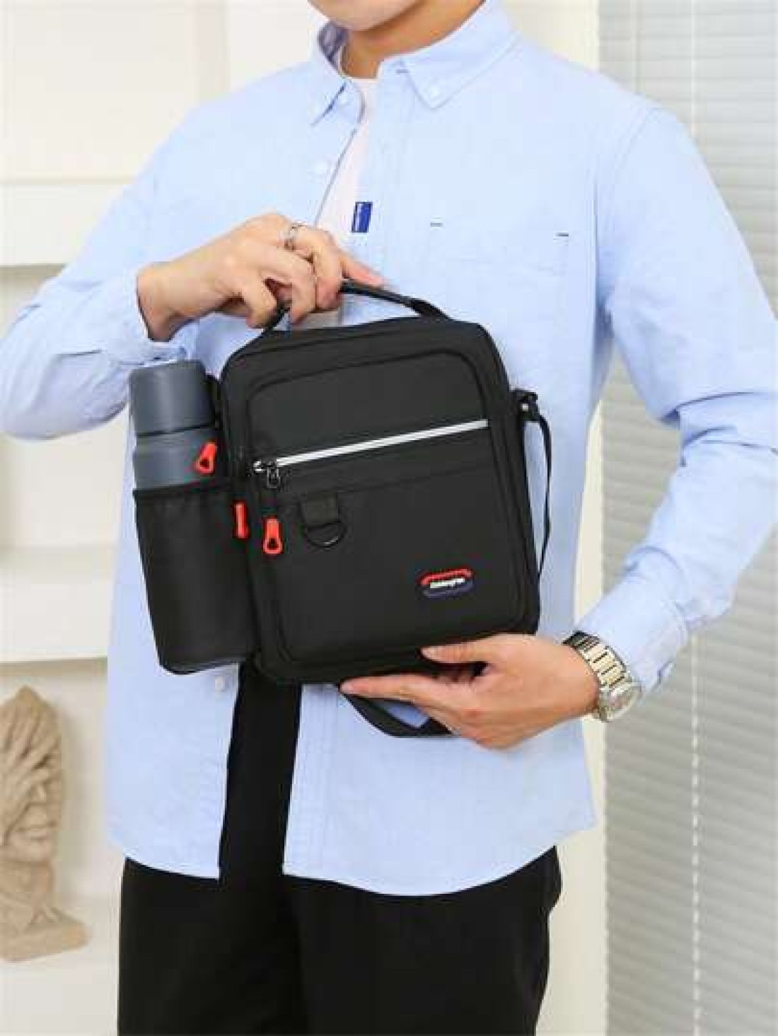 Multi Pocket Fashion Casual Outdoor Travel Backpack With Water Bottle Holder Reflective Stripe Soft For Men Fits Tablet Power Bank Wallet Umbrella