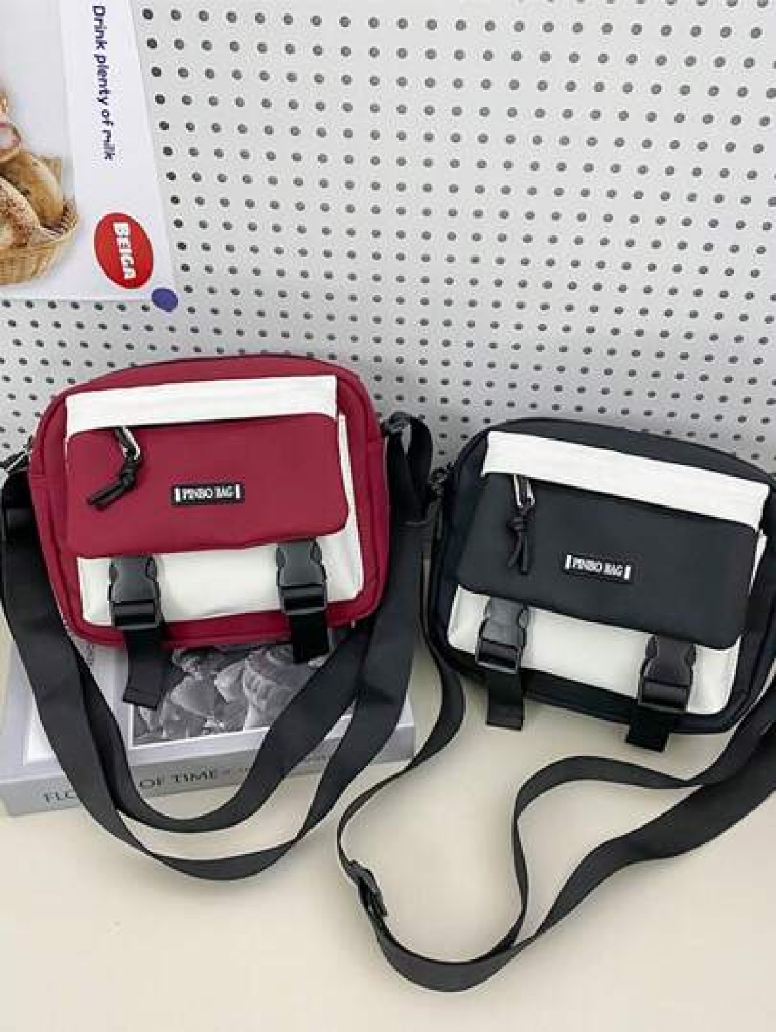 Black Small Square Bags Daily Supplies Bookbags Crossbody Bags Sports Bags High School Students College Students Travel Bags