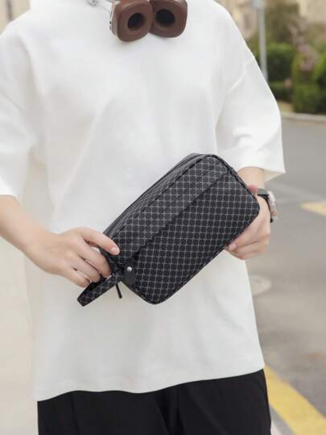 1pc 9 8in 5 5in 3 6in Fashion Men s Clutch Bag Wristlet Bag Multi Pocket Lightweight Water Resistant And Scratch Resistant Material Suitable For Work Travel Casual Chic Black Color