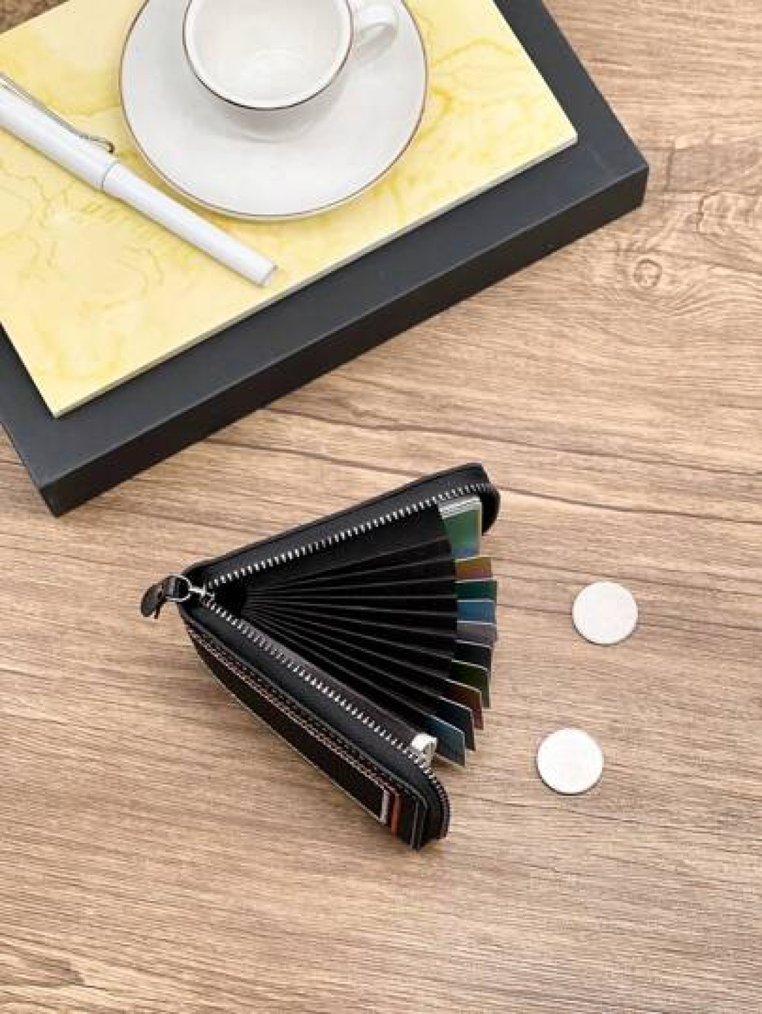 HOVI S Classic Minimalist Card Holder Ultra Thin Portable Card Coin Wallet Multi Function
