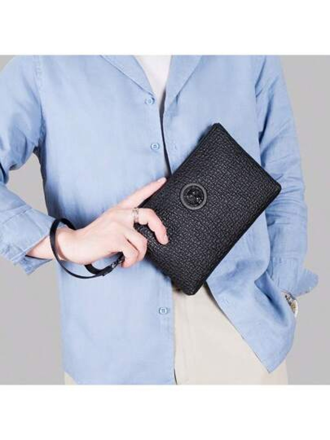 Men s PU Embossed Clutch Wrist Bag