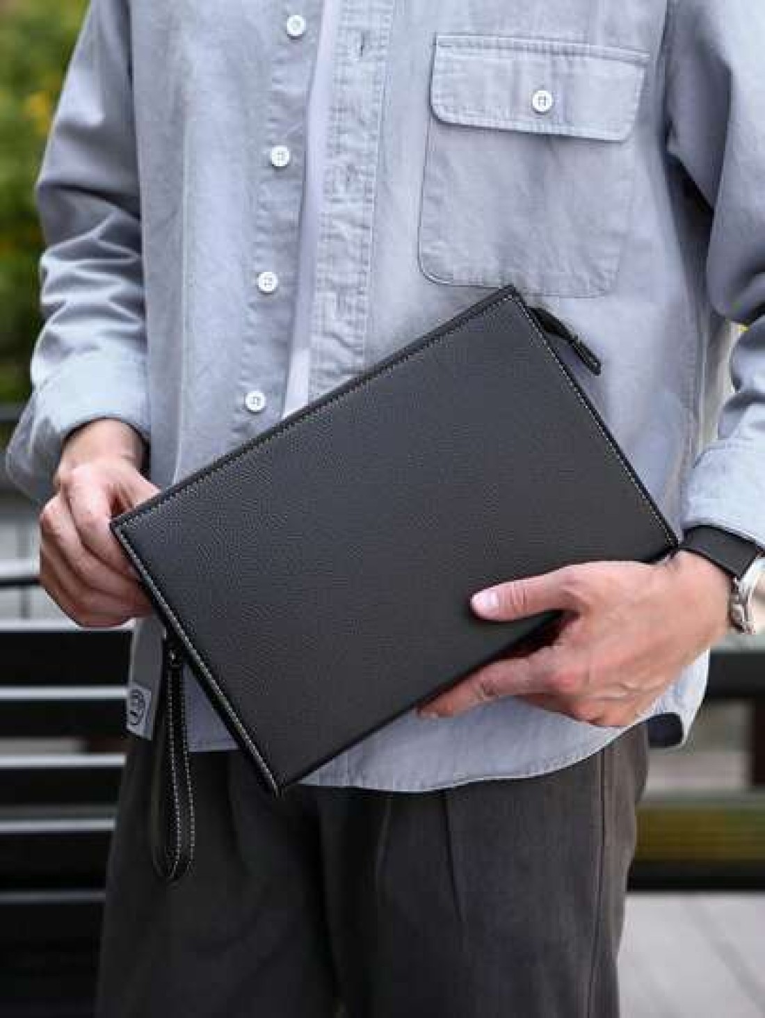 gorchis New Style Men s Clutch Bag Black Toiletry Bag Large Capacity Business Hand Carry Bag Simple Versatile PU Leather Underarm Envelope Bag With Multi Card Slots Fashion Man Bag