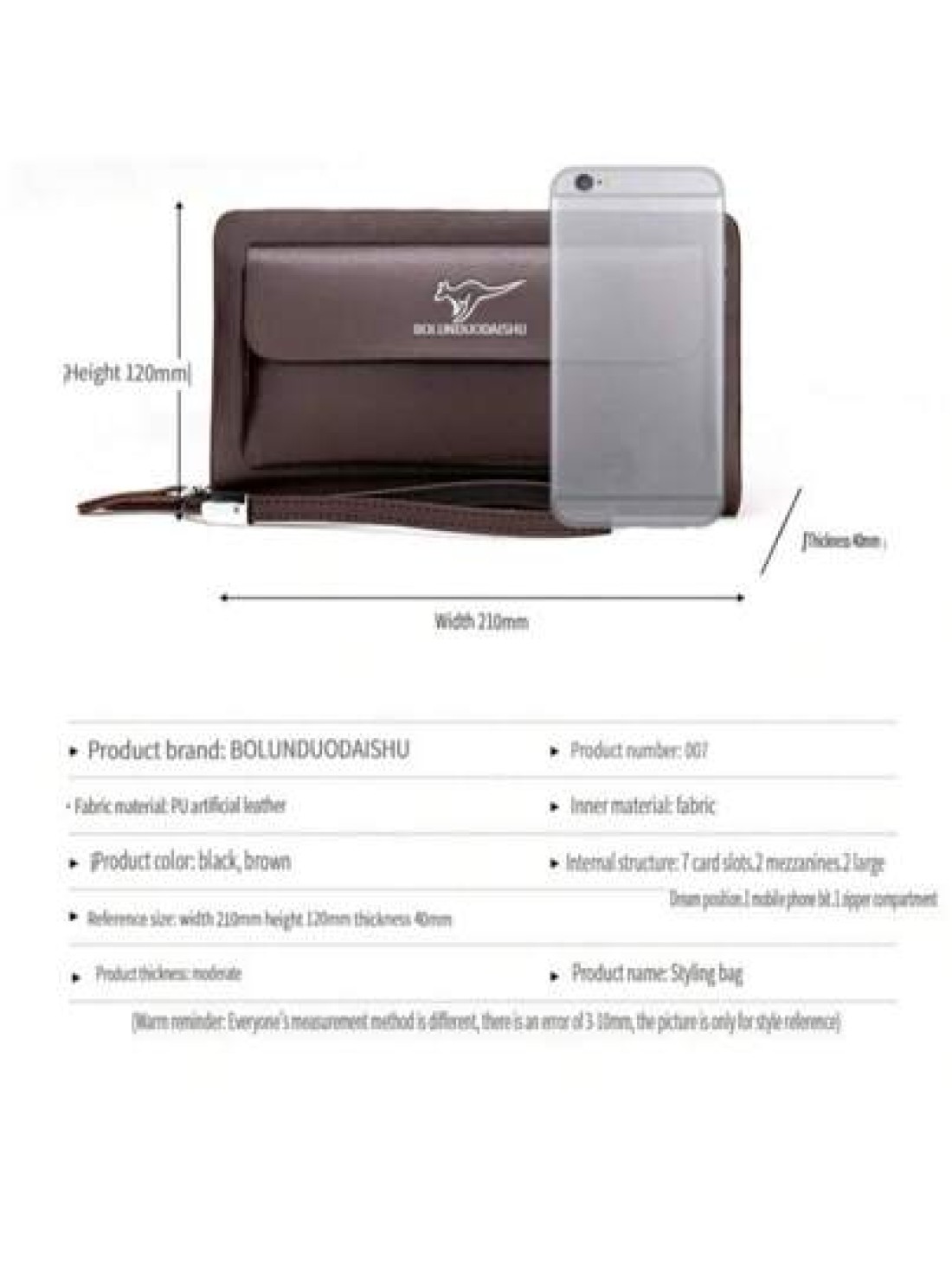 Leather Men s Clutch Wallet Men s Business Password Lock Wallet Anti Theft Clutch Wallet With Phone Stand Handle Bag Travel Bag Coffee Color