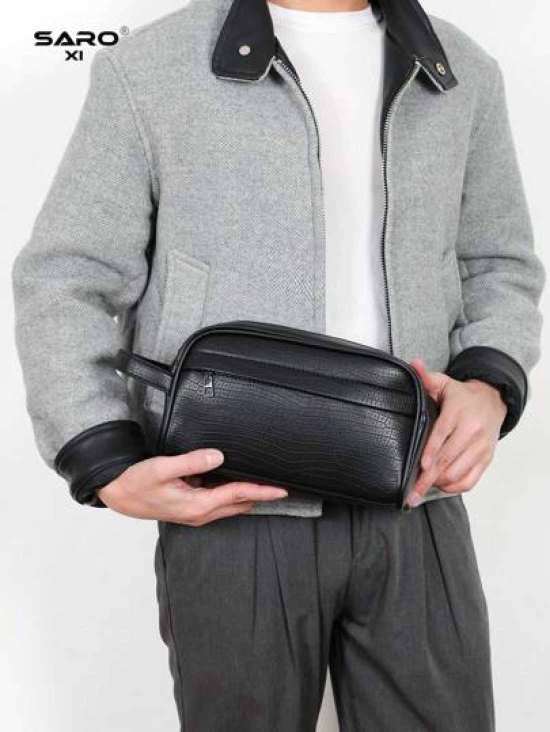 saroxi Men s Large Capacity Fashionable Casual Handbag Wristlet Pouch High End Elegant Portable For Work Travel Suitable For Young Office Workers Students A Great Gift Choice For Men Pillow Bag Men