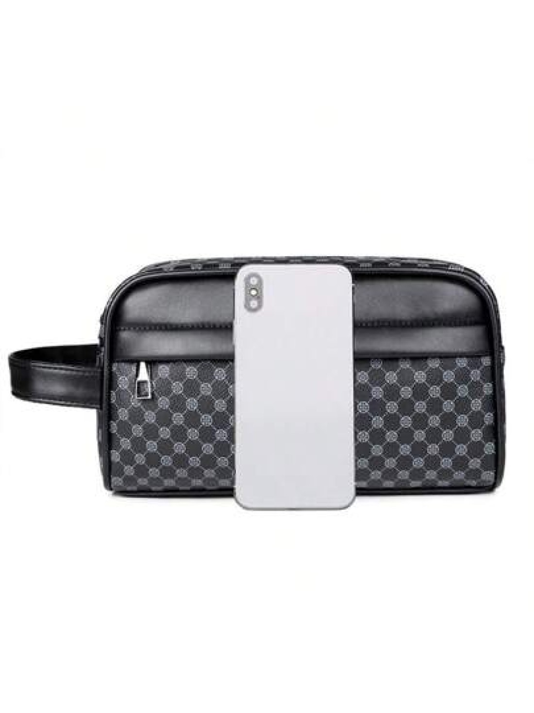 Men s PU Leather Handbag Wallet Business Wrist Bag Anti Theft Clutch Bag Mobile Phone Bag Travel Toiletry Kit Shaving Supplies Organizer