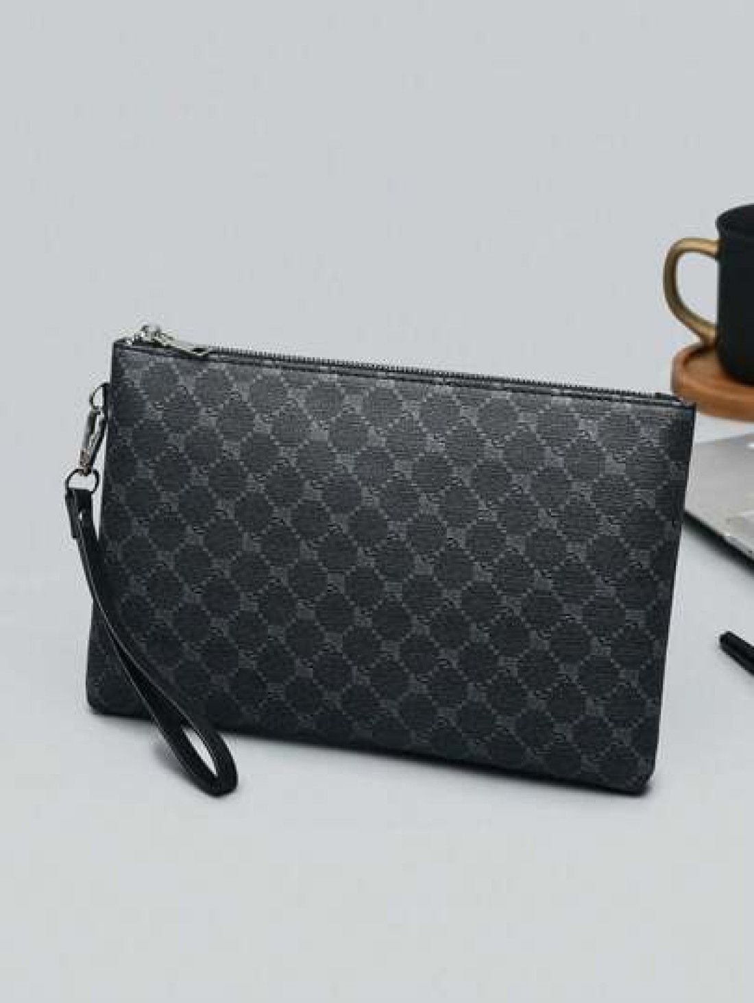 PU Leather Printed Clutch Bag Handheld Bag Wristlet For Men