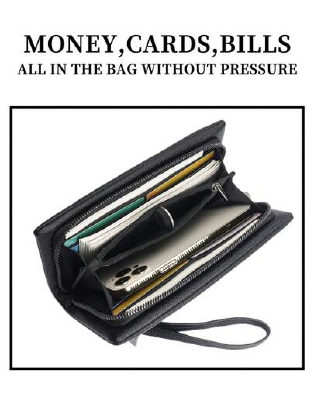 HOVI S Fashionable Minimalist Long Wallet Zipper Wallet Multi Functional Business Portable Multi Card Slots Phone Bag Clutch Purse Young People Coin Purse Card Holder Men Women Wallets Unisex Clutch