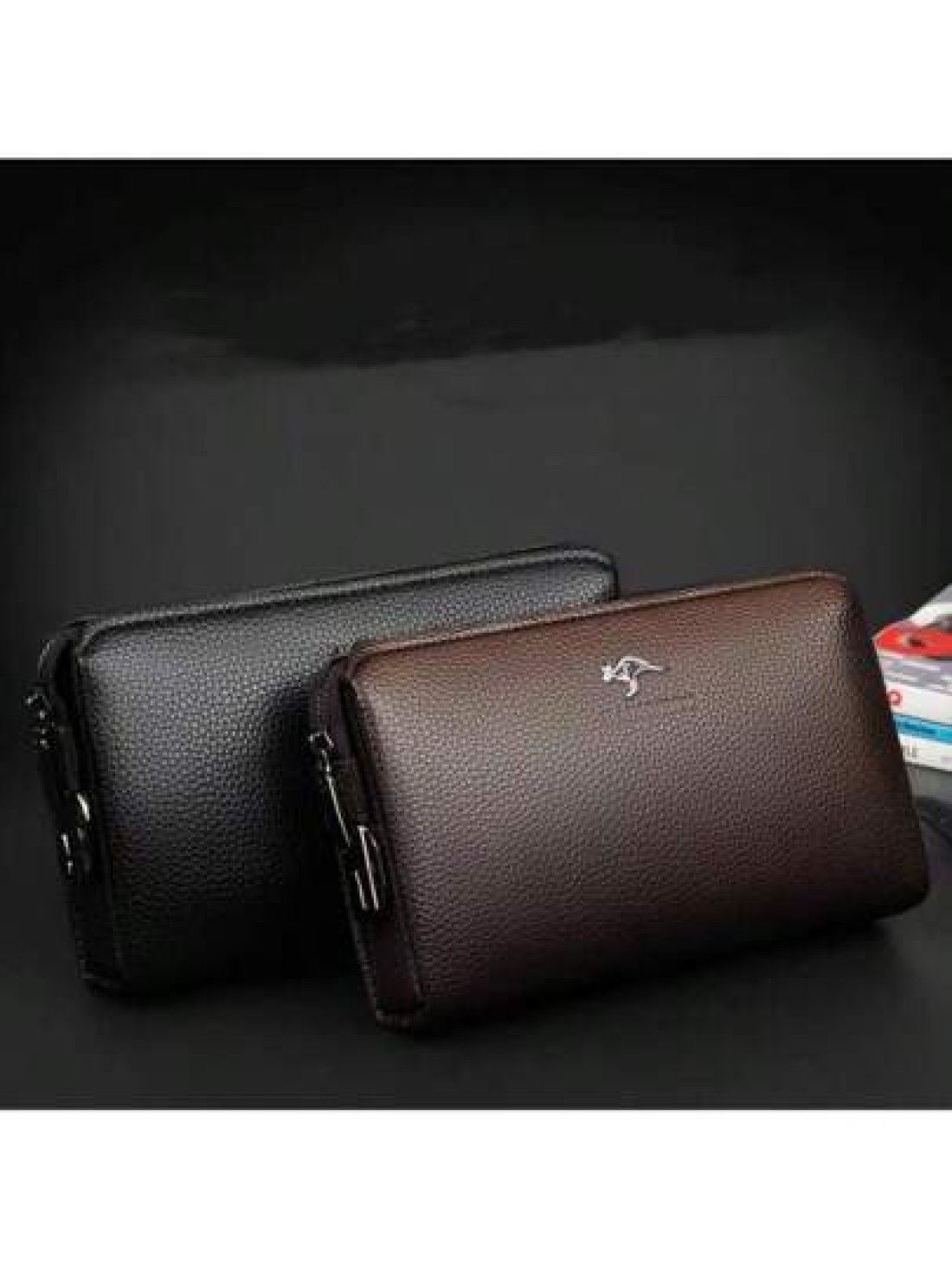Leather Men Clutch Bag Wallet Business Men Password Lock Wallet Theft Proof Handbag With Cell Phone Holder Travel Bag Coffee Color School Bag Commute Freshmen High School College Dorm Practical Gifts