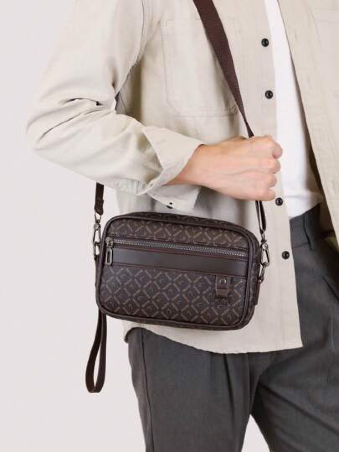 Classic PU Men s Clutch Bag Old Flowers Vintage Pattern Multi Pocket Design Large Capacity Business Men s Shoulder Crossbody Square Bag Daily Business Office Wristlet Wallet