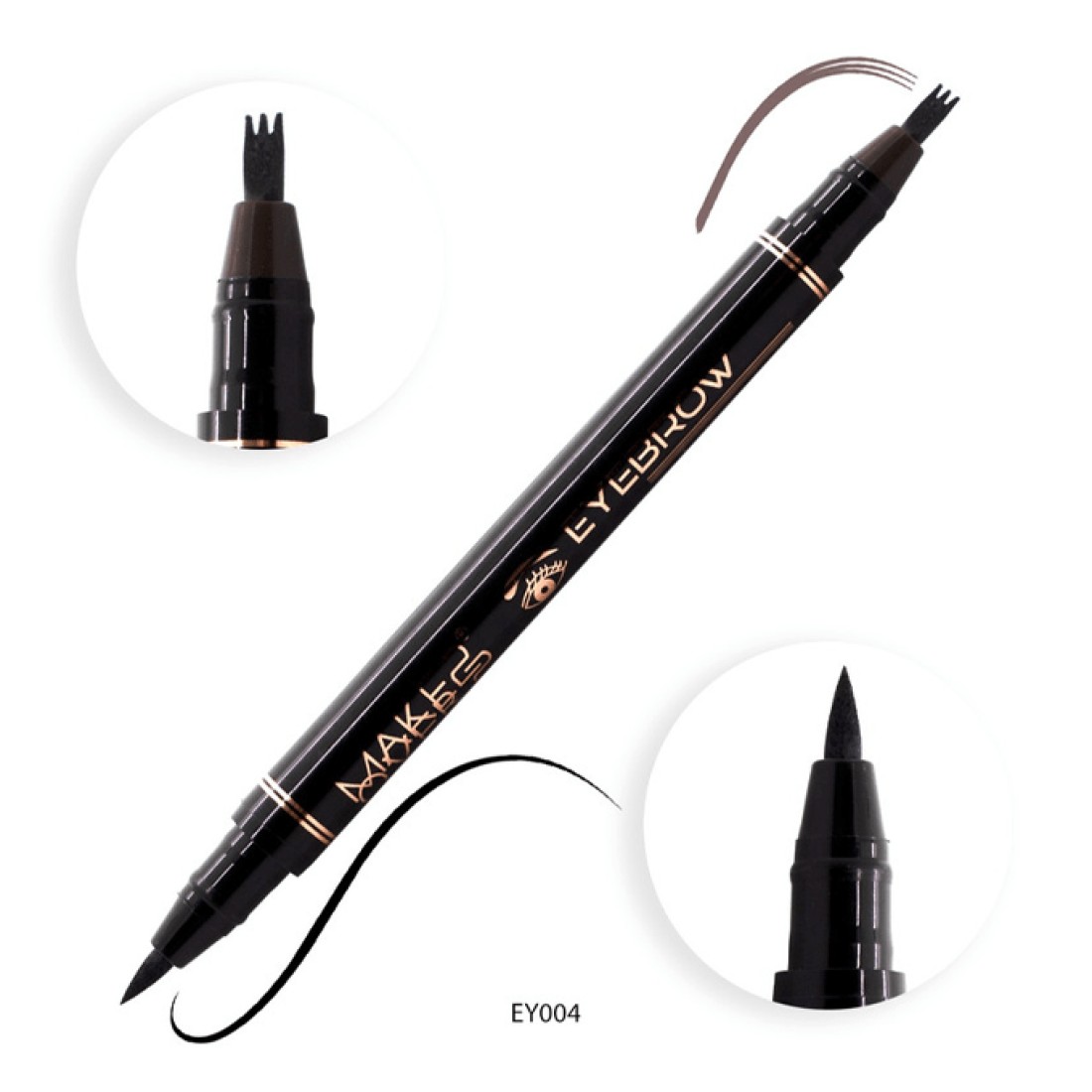Make Over 22 2-In-1 Eyebrow And Eyeliner Pen - Black/Medium Brown - EY004