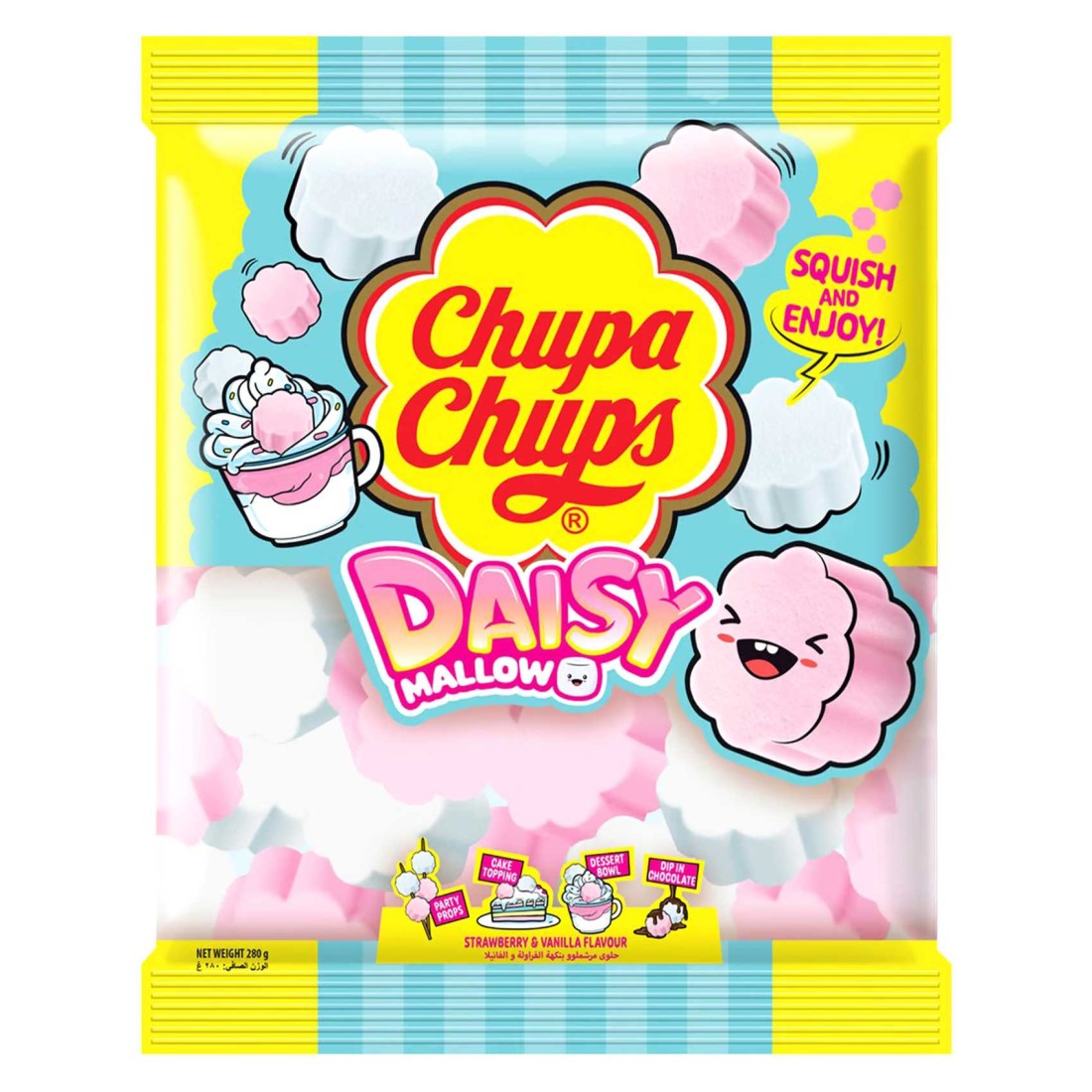 Chupa Chups Daisy Marshmallow Strawberry and Vanilla Flavour with Bahlsen Choco Leibniz Milk Chocolate Covered Biscuit 280g+265g