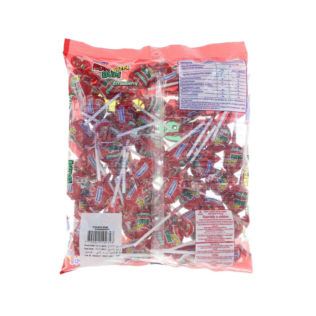 Colombina Bon Bon Bum Strawberry Lollipop 816g