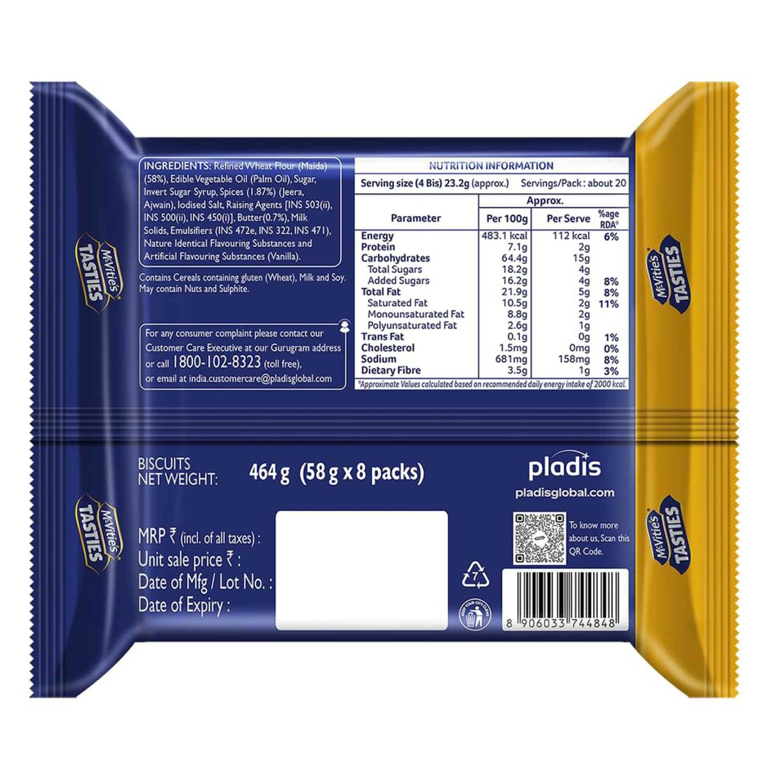 McVitie&#39;s Tasties Butter Jeera Cookies 464g