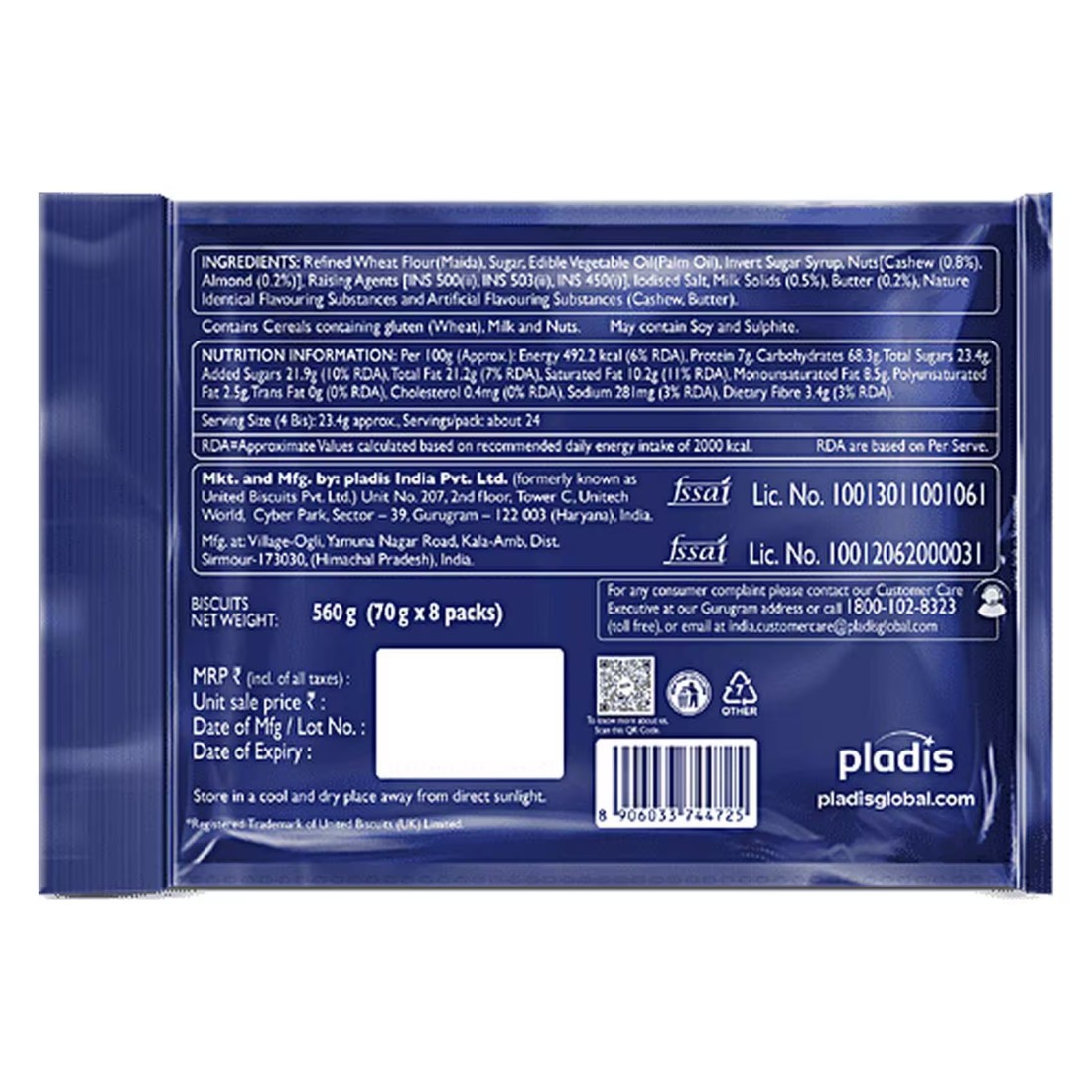 McVitie&#39;s Tasties Cashew Almond Cookies 560g