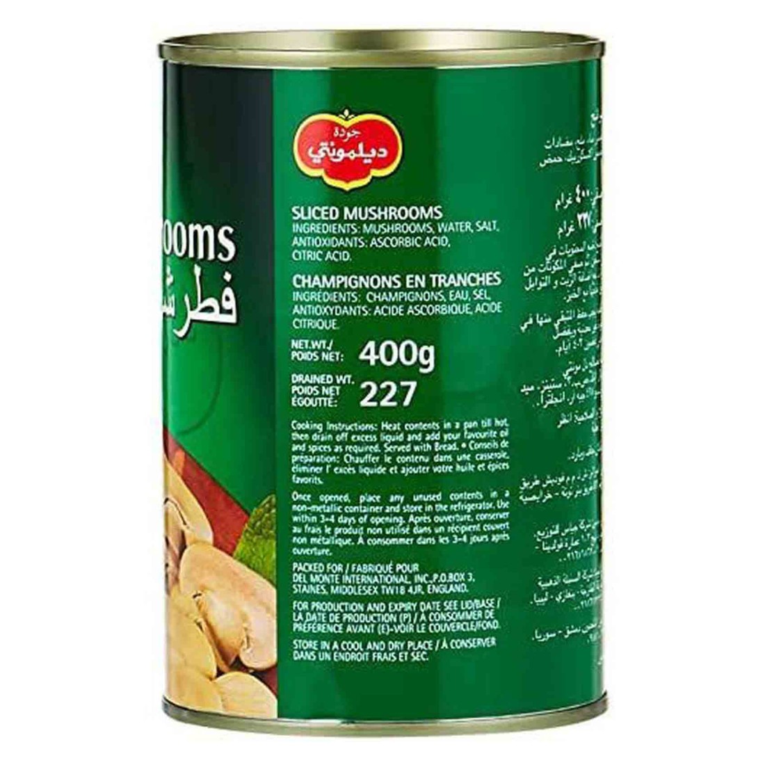 Del Monte Whole Mushrooms, 400g Pack of 2