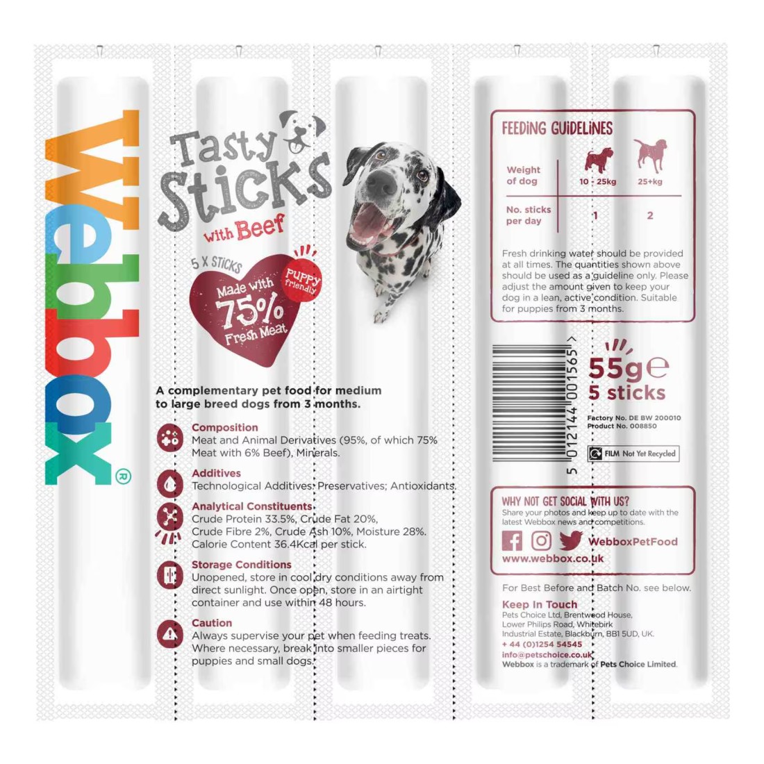 Webbox Delight Beef Flavoured Dog Food 55g