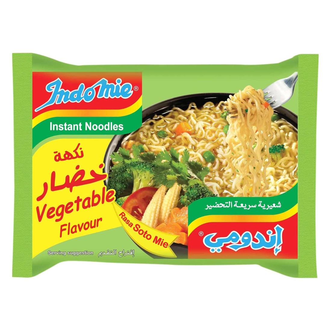 Indomie Soto Instant Noodles, Vegetable Flavor with Seasoning Powder and Sauce 75g Pack of 10 + Curry Cup Noodles 60g