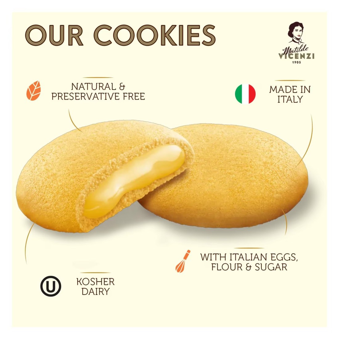 Matilde Vicenzi L&#39;Originale Grisbi Lemon Cream Cookies 135g