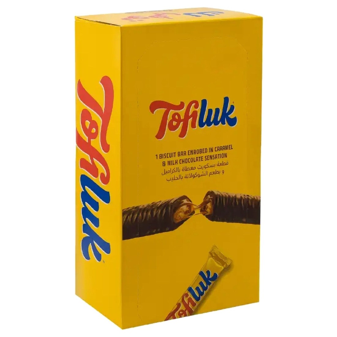 Gandour Tofiluk Biscuit Bar Enrobed in Caramel and Milk Chocolate Sensation, 22g Pack of 24