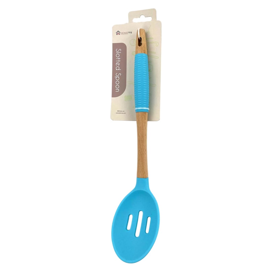 Home Pro Silicone Head Slotted Spoon Blue And Beige